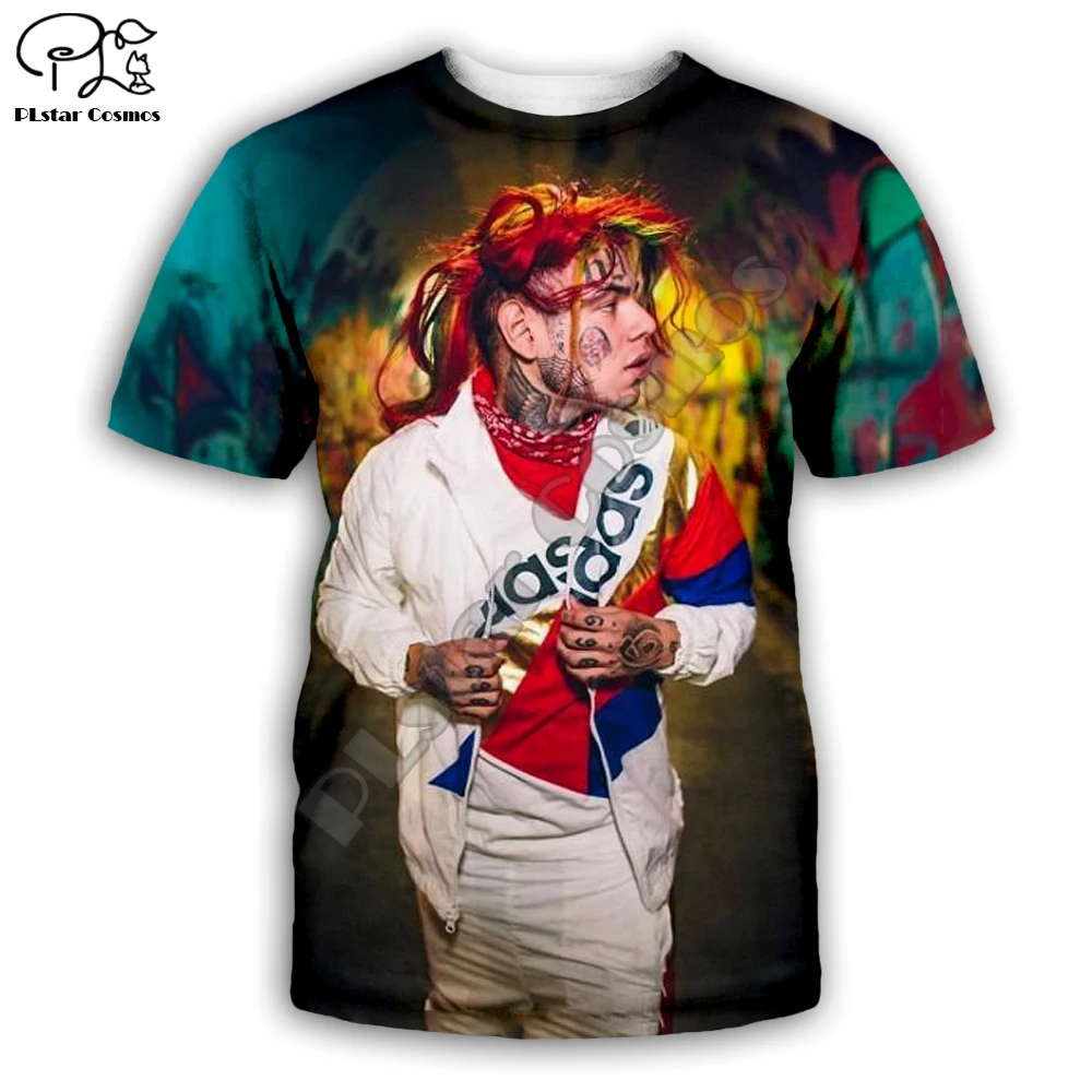 Новая популярная короткая футболка SInger 6IX9INE с 3D принтом для мужчин и женщин