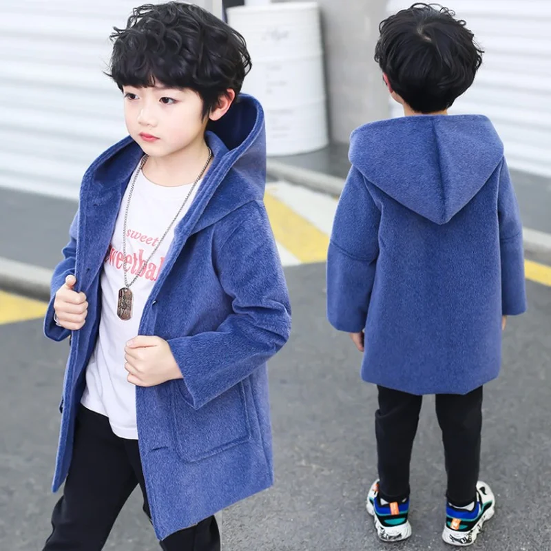 Новинка 2019 модная детская верхняя одежда из смешанной шерсти для мальчиков 4-16