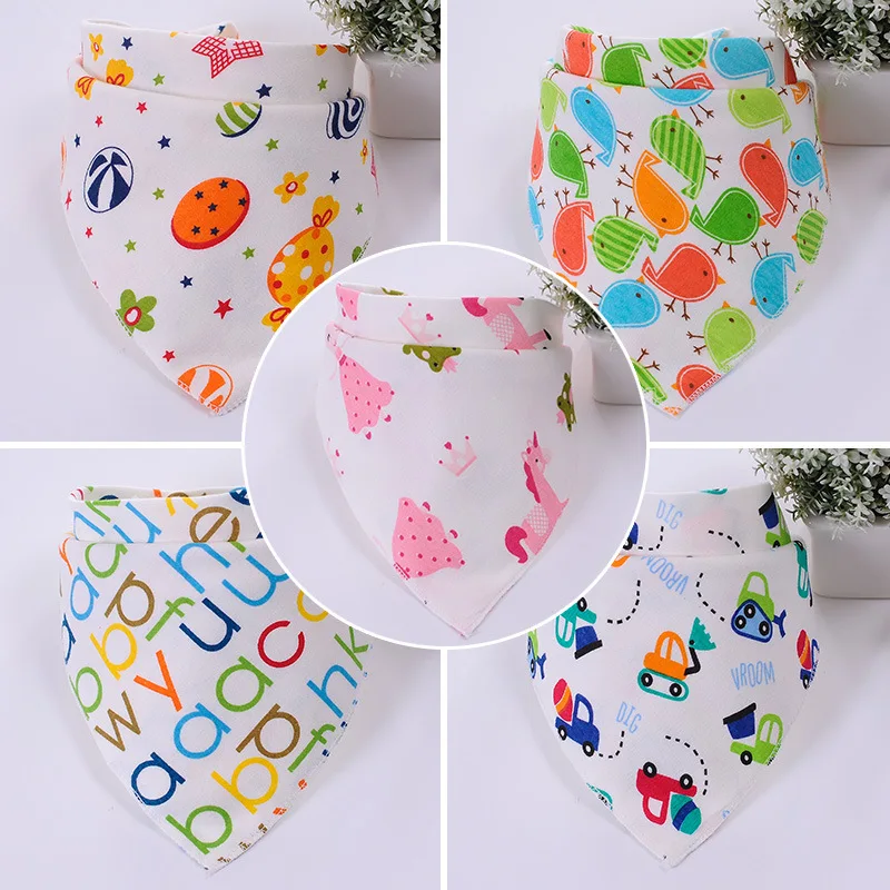 New High quality double layers cotton baby bibs Burp Cloths Lovely Cartoon Character Animal bandana dribble | Мать и ребенок