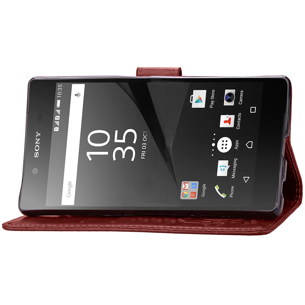 OUZifish For Sony Xperia Z5 Case 5.2 inch PU Silicone Leather Cover Phone with card stand |