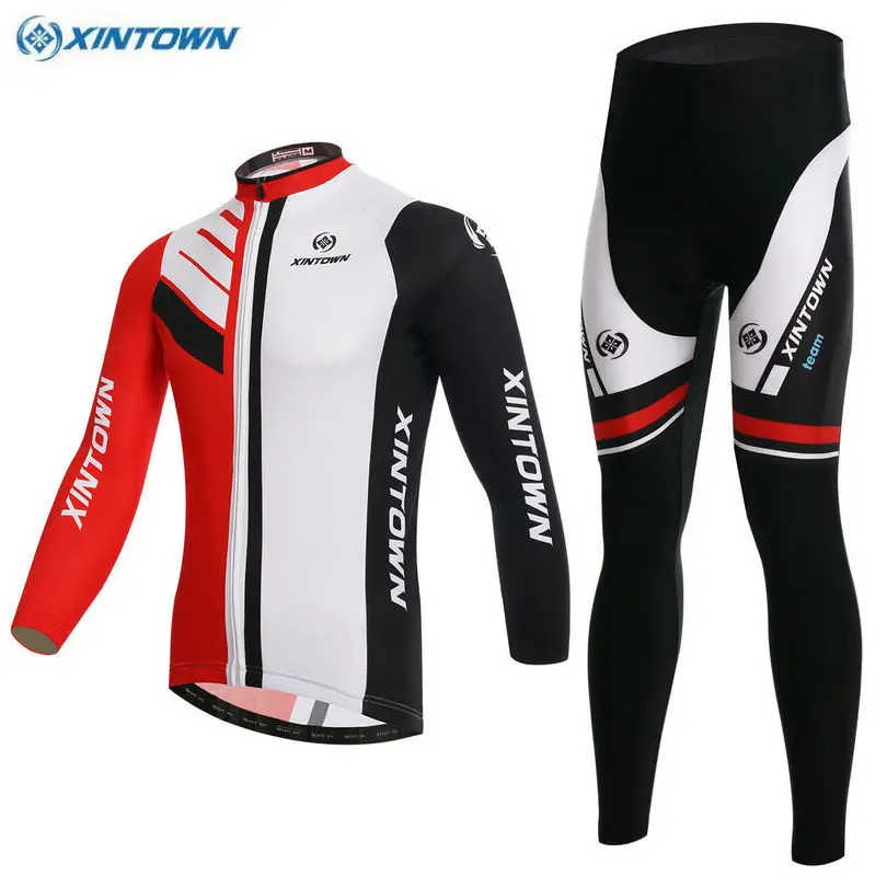 

XINTOWN Men Team Cycling Jersey Ropa Ciclismo Long Sleeve Tops Bicycle Bib Pants Racing Clothing Sports Wear
