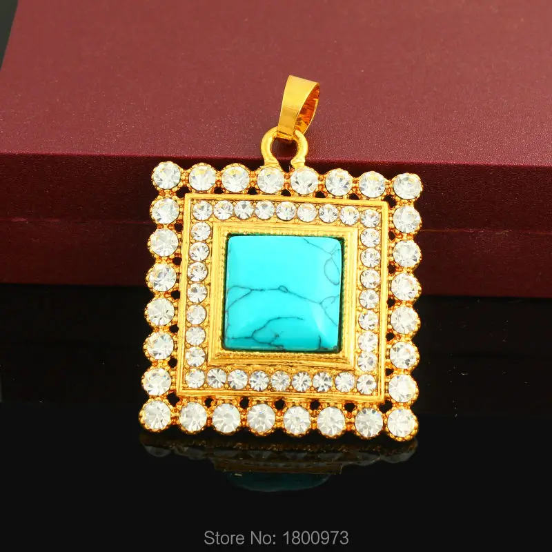 Новое ожерелье с подвеской из эфиопского золота и синего камня ювелирные изделия