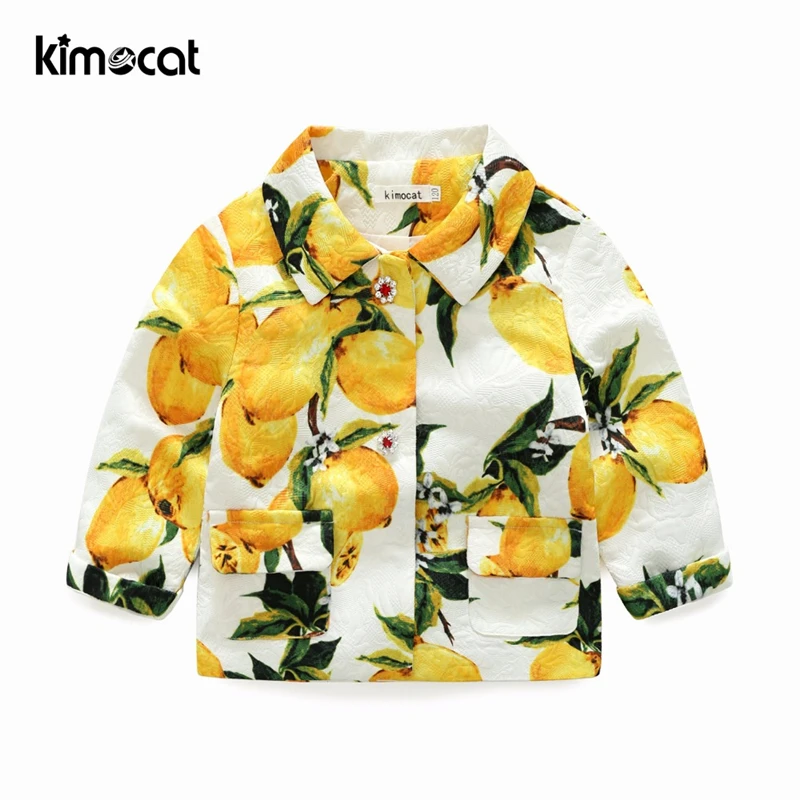 Kimocat/Одежда для маленьких мальчиков и девочек жаккардовый костюм с лимонным