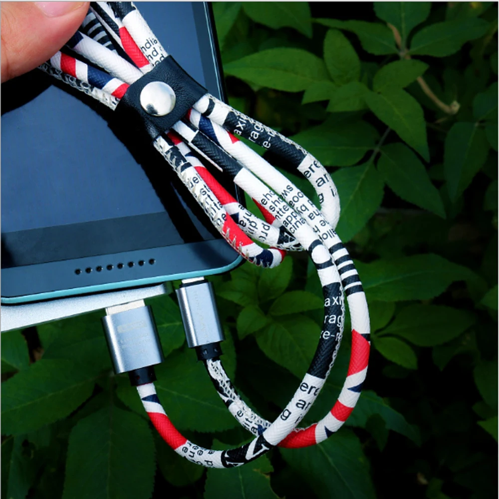 Micro USB Дата-кабель Камуфляжный кожаный шнур для быстрой зарядки кабель iPh Android Type-C |