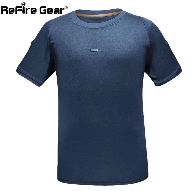 ReFire gear City тактическая футболка мужская летняя одежда быстросохнущая с круглым вырезом Военная армейская футболка, дышащие футболки с коротким рукавом