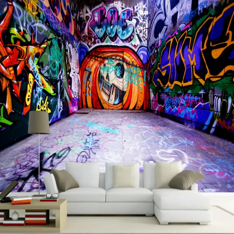 Фотообои современные 3D космические граффити настенная бумага декоративная