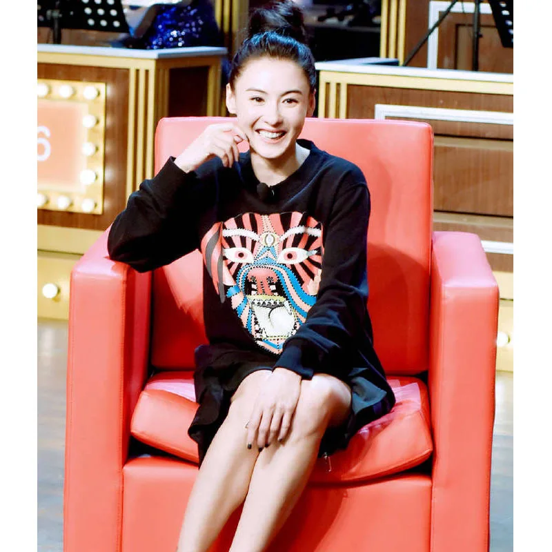 Cecilia Cheung star с тем же свитером Женская хлопковая Повседневная Свободная рубашка
