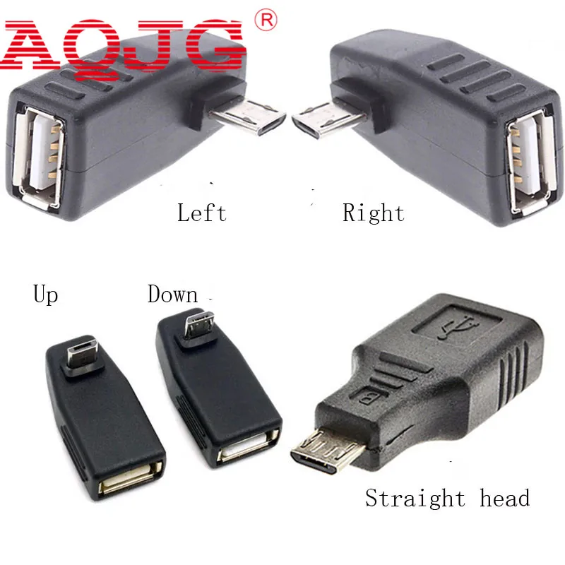 Переходник с Micro usb папа на мама USB OTG правый левый градус переходник конвертер 90