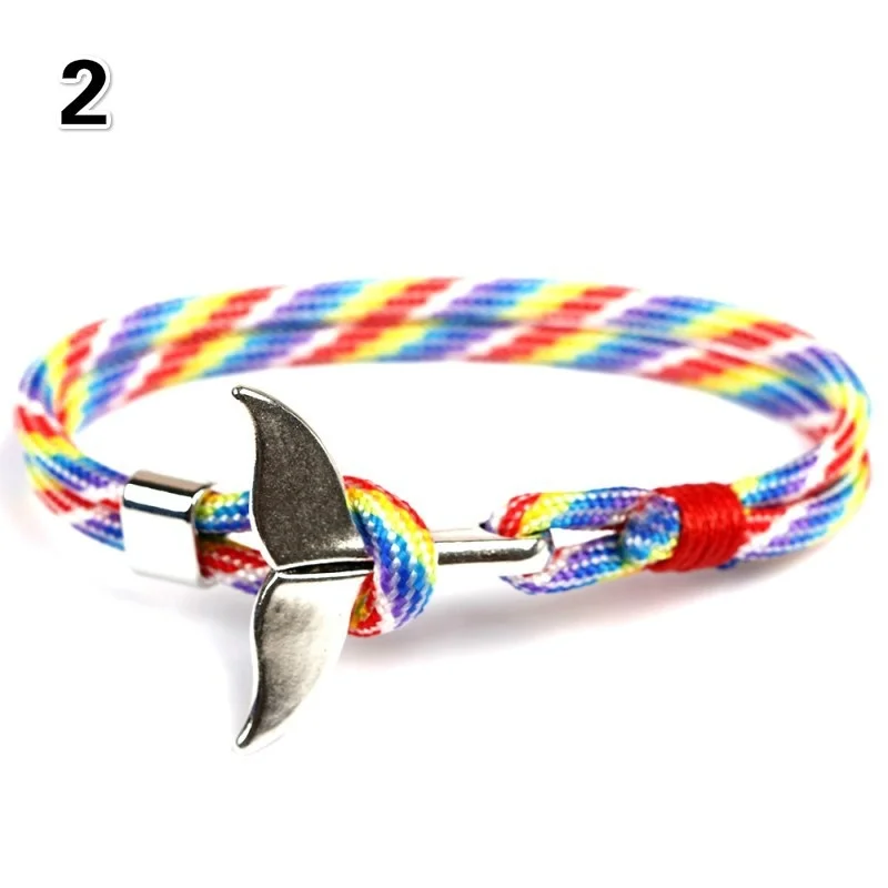 Fashion Whale Tail Anchor Bracelets Men Women Charm Nautical Survival Rope Chain Paracord Bracelet Male Wrap Metal Hooks | Украшения и