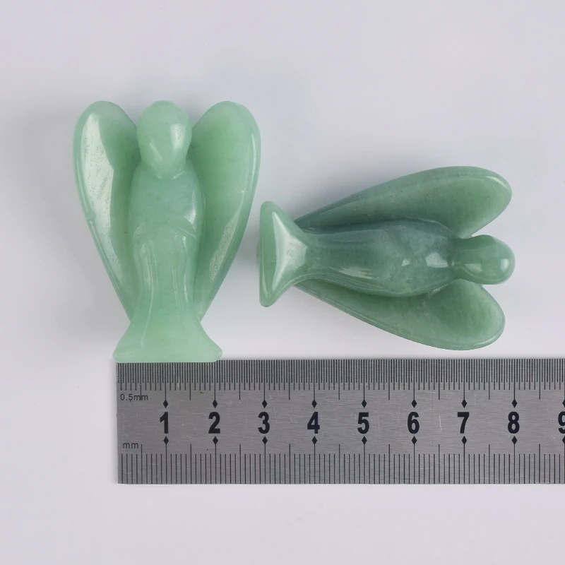 

2 inch Natural green aventurine angel figurines craved craft Healing mineral crystalsmini people status for wedding decor
