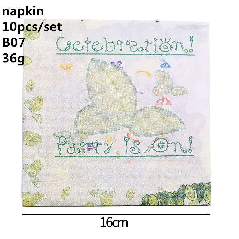 B07-10pcs napkins Джунгли вечерние сафари милые животные Дети мальчик ребенок душ тема вечерние Декор чашки тарелка соломы с днем рождения одноразовые столовые приборы набор - Цвет: B07-10pcs napkins