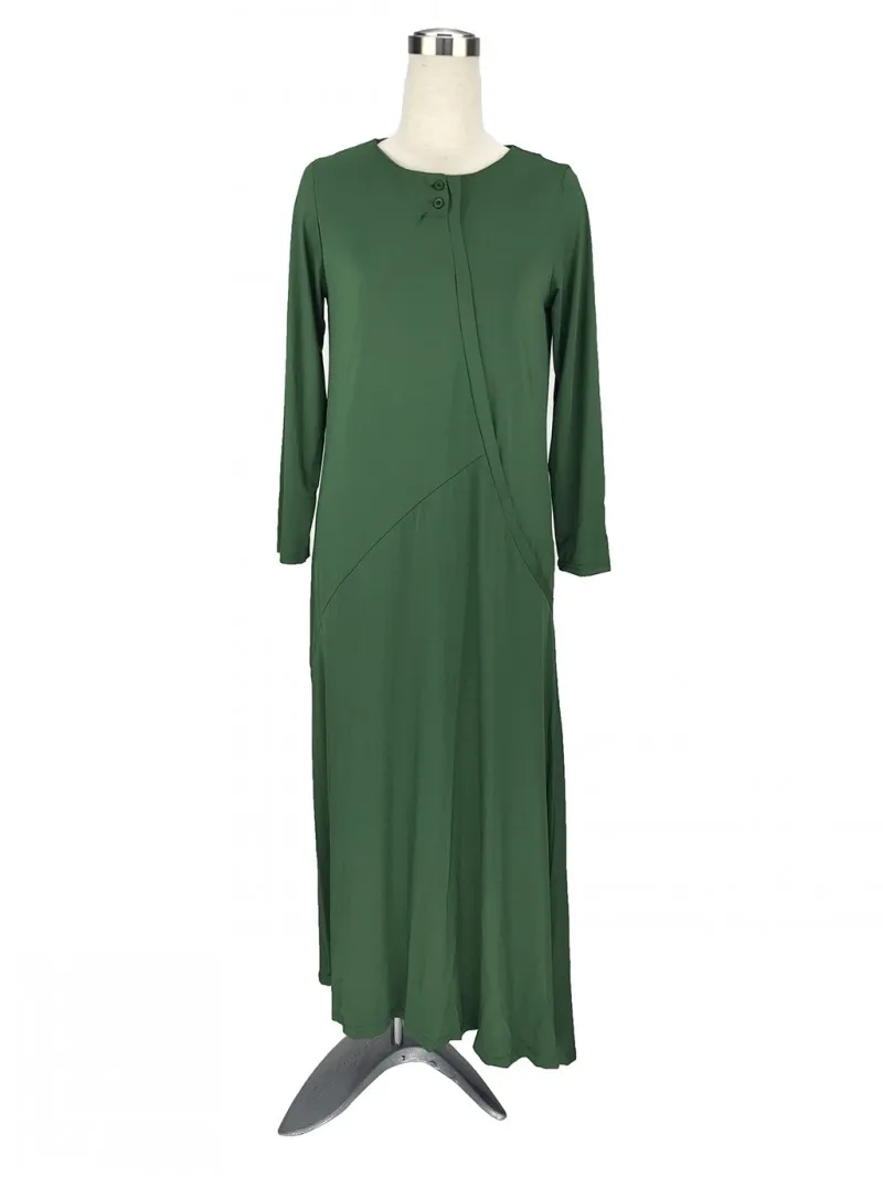 

Women Elegant Dress Autumn O Neck Long Sleeve Ankle-length Casual Loose Solid Retro Maxi Long Vestidos EFP6017