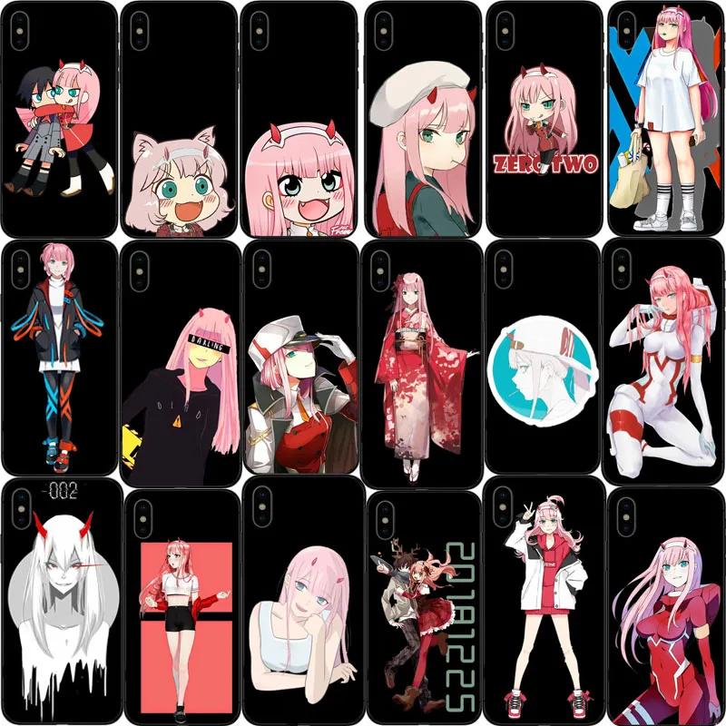 Dois querida na FRANXX anime Zero Two DIY Pintado Bonito Acessorios Do Telefone para o iphone X 8 7 6 5 4 Plus Мягкий чехол из ТПУ |
