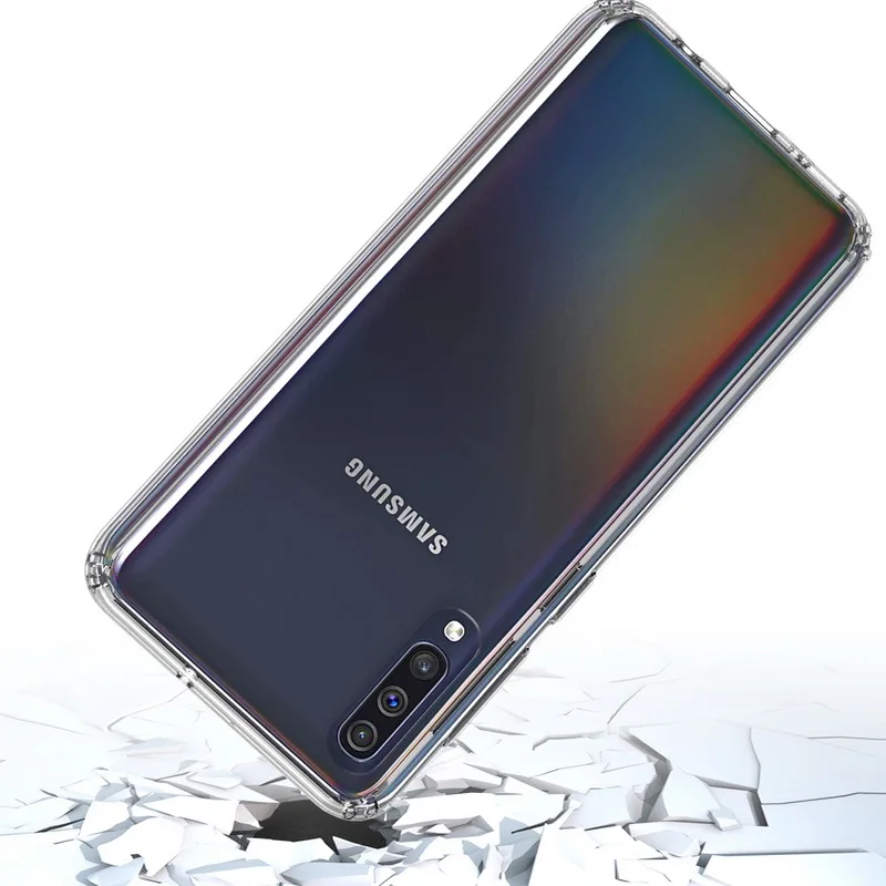 Чехол для samsung A50, TPU, бампер, Жесткий ПК, акриловый, прозрачный, гибридный, Кристальный, для телефона, чехол для samsung Galaxy A50 A 50 A505F A505