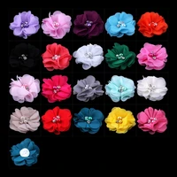 50pcslot 2 20 colors mini chiffon flowers with rhinestones for kids hair accessories artificial fabric flowers for headbands