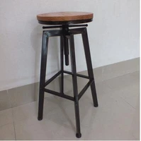 iron art bar chair industrial wind revolving bar stool home lift bar chair solid wood high chair 009