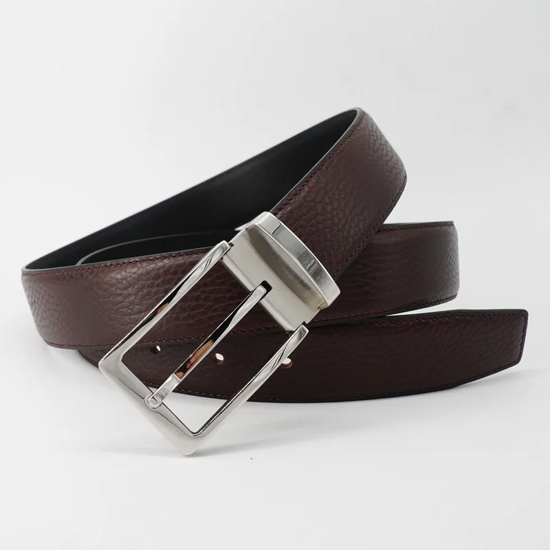 Silver A Brown Belt Ремень мужской Нержавеющая сталь Пряжка Для мужчин кожаный ремень роскошные Бизнес пояс из натуральной кожи harajuku торжественное платье ремня Упаковка подарков ремень мужской натуральная кожа - Цвет: Silver A Brown Belt