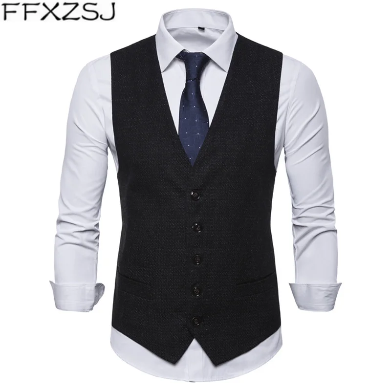 FFXZSJ spring 2019 men's single-breasted casual business suit vest European size fit mens sleeveless | Мужская одежда