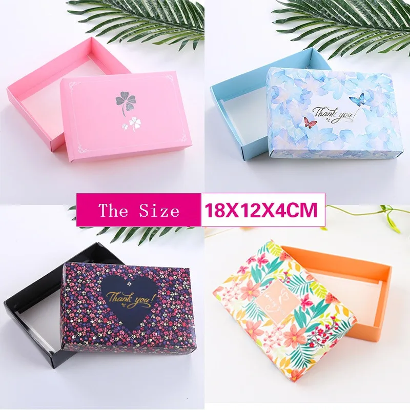 

400pcs/lot 18x12x4cm Pink Paper Box Packaging with Cap Presents Carton Caixa Packaging for Panties Socks Towels Wear Gift Box