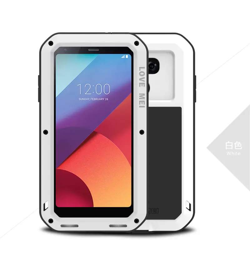 White Алюминиевый металлический бронированный чехол для LG G7 чехол ThinQ G6+ стекло Gorilla glass противоударный чехол 360 полный корпус защитный чехол для LG G6 чехол - Цвет: White