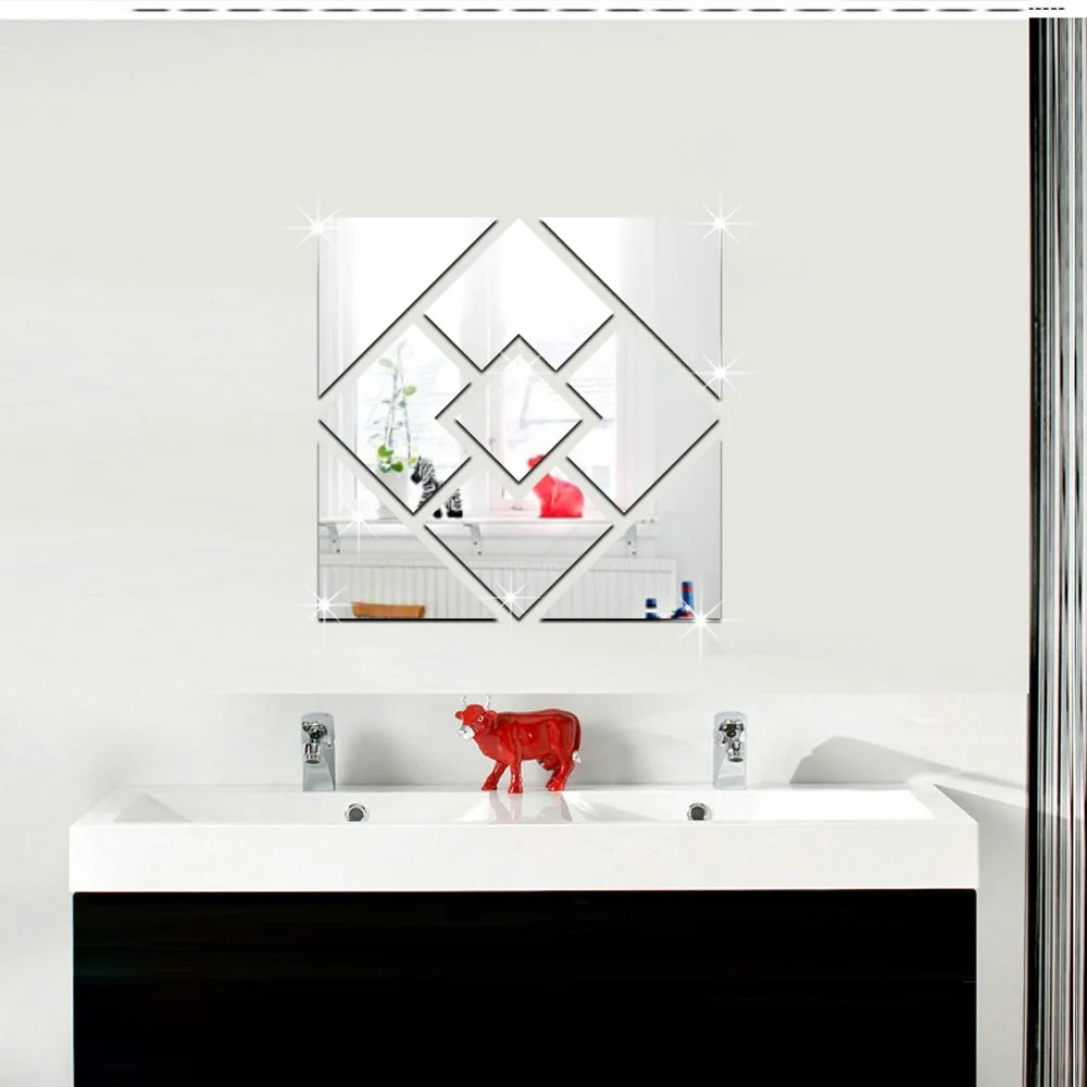 Funlife Geometrical Square Wall Paste Wholesale DIY Creative Crystal Mirror | Дом и сад