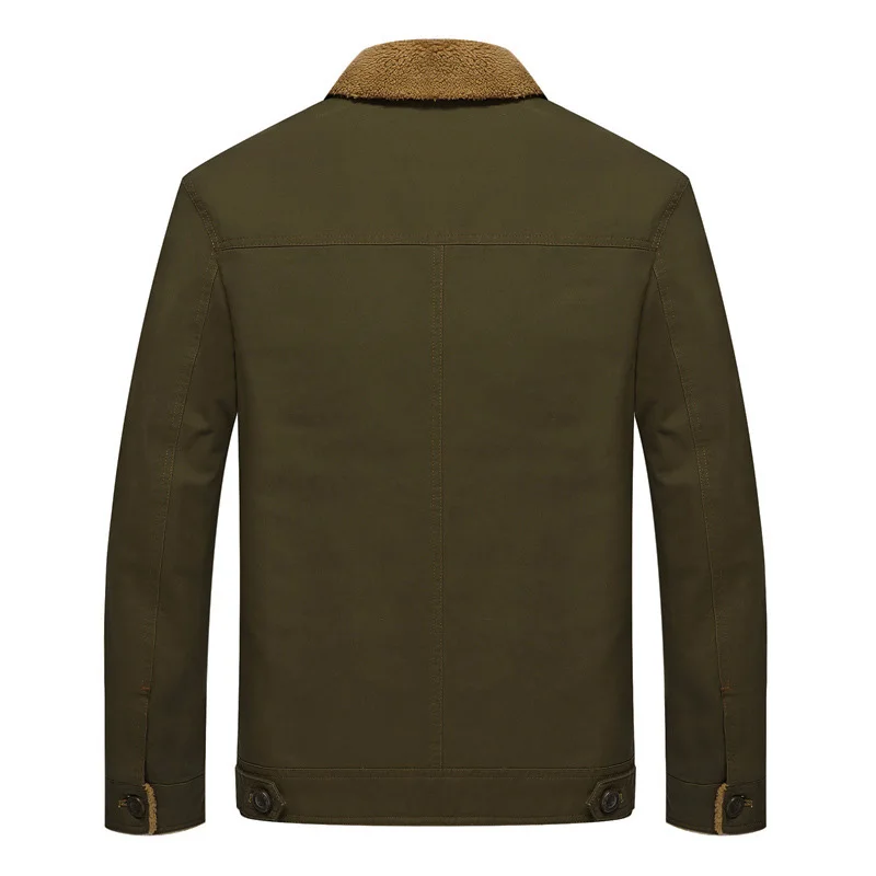 Uniqstore плотным ворсом зимние куртки Для мужчин пальто 5XL хлопок меховой воротник