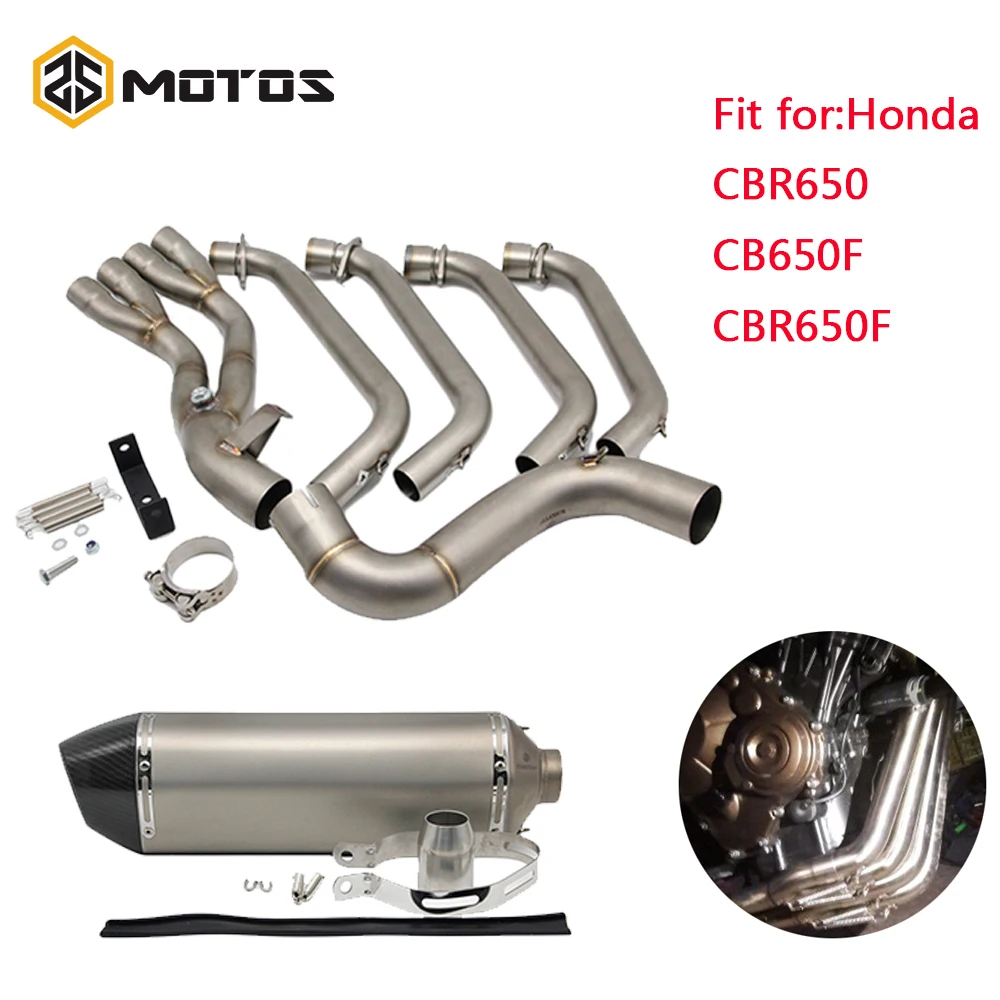 ZS MOTOS Motorcycle Full Exhaust System Fit For Honda CBR650 CB650F CBR650F 2015-2017 51mm Stainless Steel Pipe Tube | Автомобили и