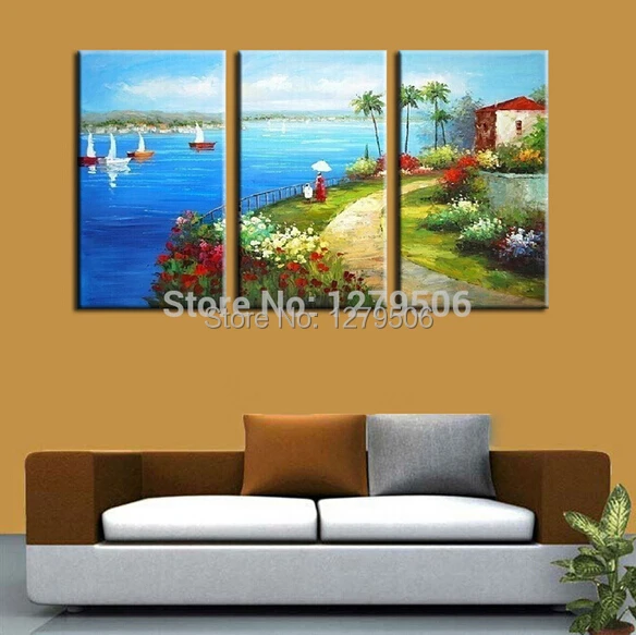 

Hand Painted Abstract Oil Paintings On Canvas The Beautiful Harbour Scenery Hang Picture For Living Room Wall Decor Paintings