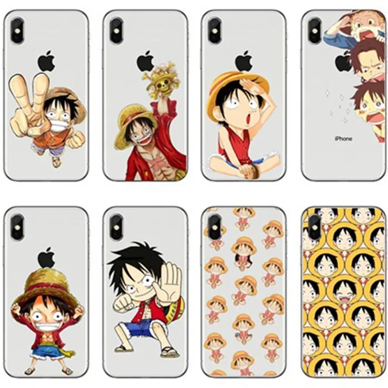 Японский аниме коллаж One Piece Luffy Series силиконовый прозрачный чистый чехол для iPhone 8