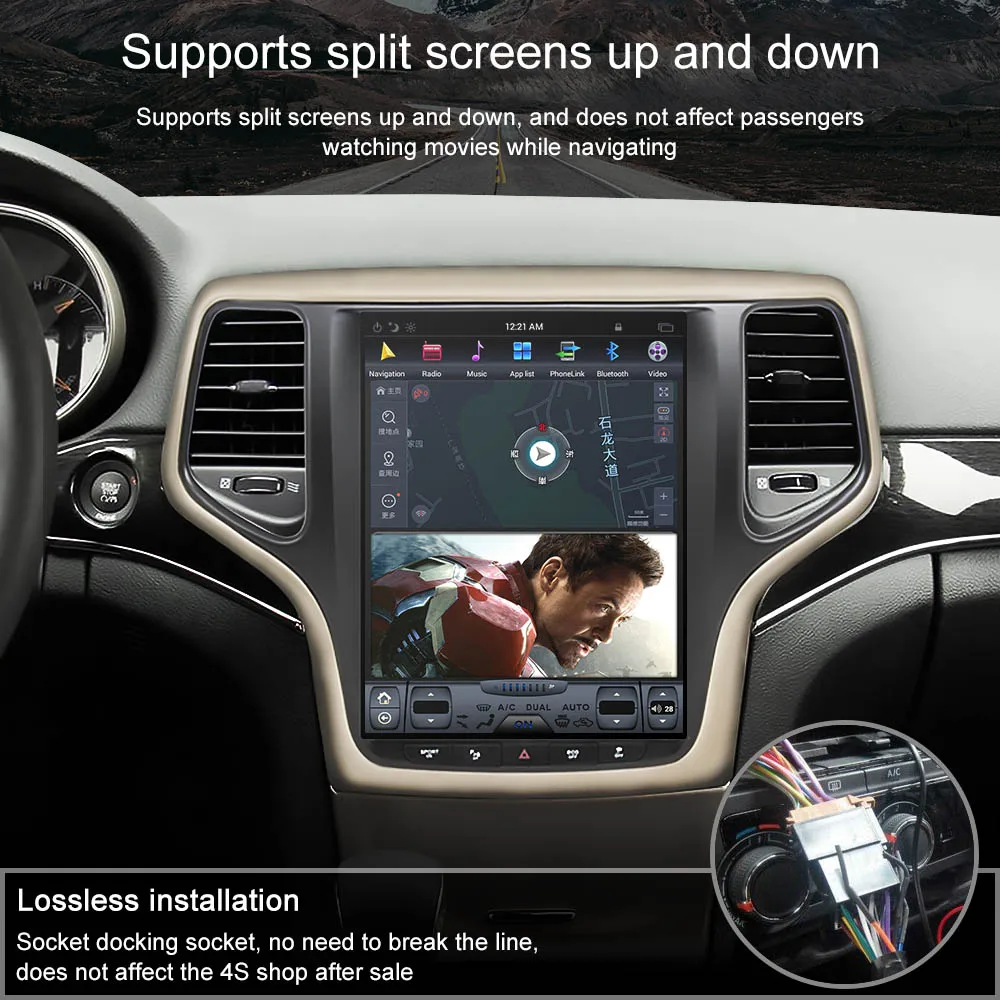 ZWNVA Тесла Стиль ips плюс Экран Android 7,1 автомобиль без DVD плеер gps навигации для JEEP Grand Cherokee