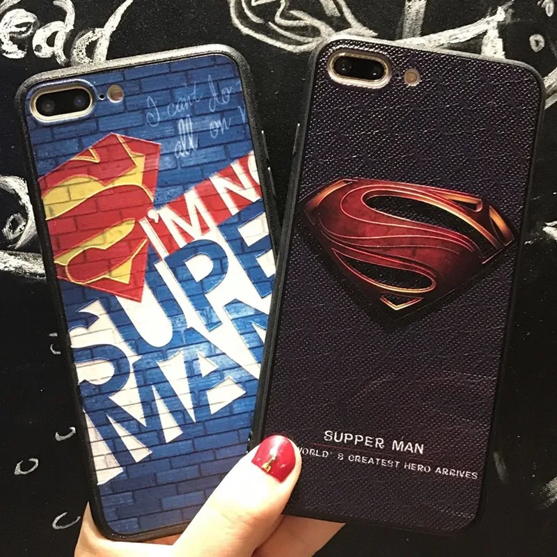 3D Рельеф Живопись чехол для iPhone X 8 7 плюс 6 6s TPU + PC Coque Супермен Человек-паук Капитан