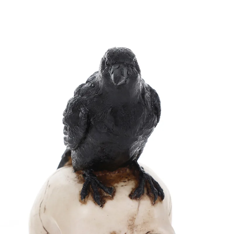 BUF смолы ремесло статуи Скелет человеческой головы с вороной Творческий Череп