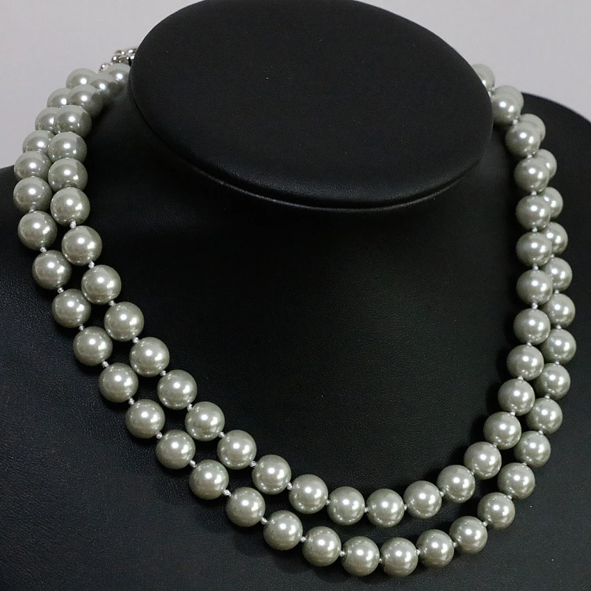 Модное ювелирное изделие с искусственными жемчужинами южного моря в форме шариков, длинное ожерелье для женщин, 36 дюймов, размеры бусин 8, 10, 12 и 14 мм. B1502.
