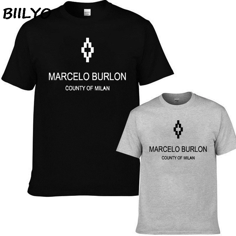 Футболки Marcelo Burlon летняя модная уличная футболка с перьями | Мужская одежда