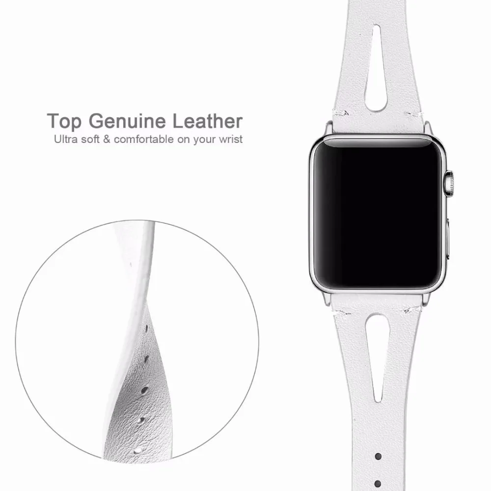 Узкая петля для Apple Watch кожаный ремешок 40 мм 44 мм для iwatch 38 мм 42 мм ремешок серии 5 4 3 2 1
