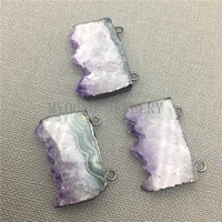 my0029 rectangular purple crystal stalactite slice pendant with gun black plated edgesdouble bail crystal quartz pendant