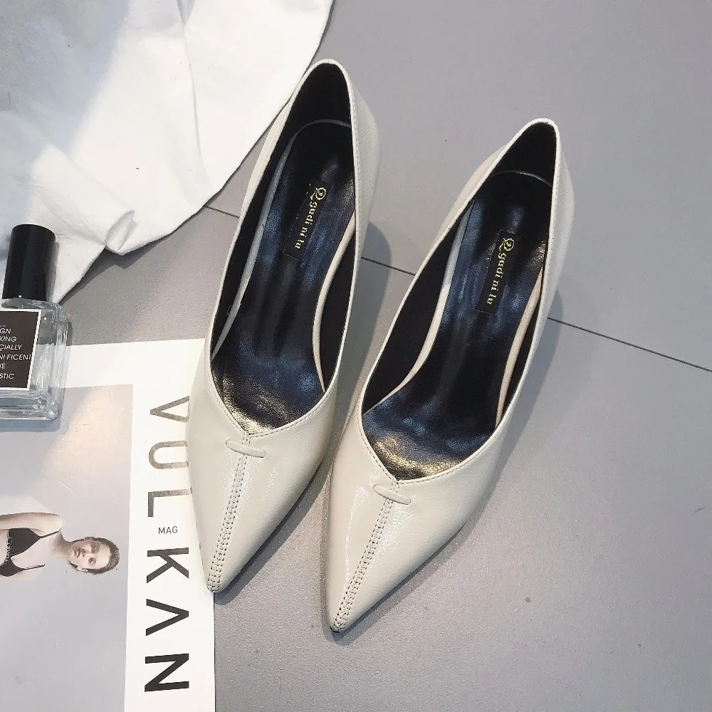Fashion Pumps Women 2019 Spring Autumn Pointed Toe 6 cm Thin High Heels Office Ladies Shoes Zapatos Mujer Beige Black Nude | Обувь