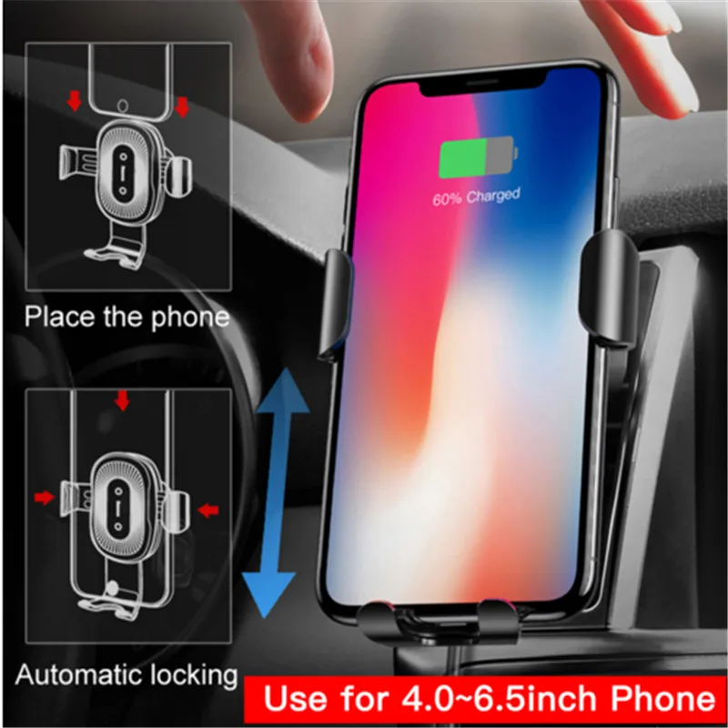 Baseus 10 Вт Беспроводное зарядное устройство Автомобильный держатель для iPhone X 8 samsung