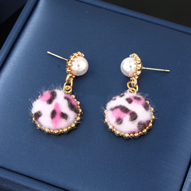 Dayoff Cute Cotton Leopard Round Pearl Dangle Earrings Women Jewelry Europe Boho Eardrop Vintage Gold Long E543 | Украшения и