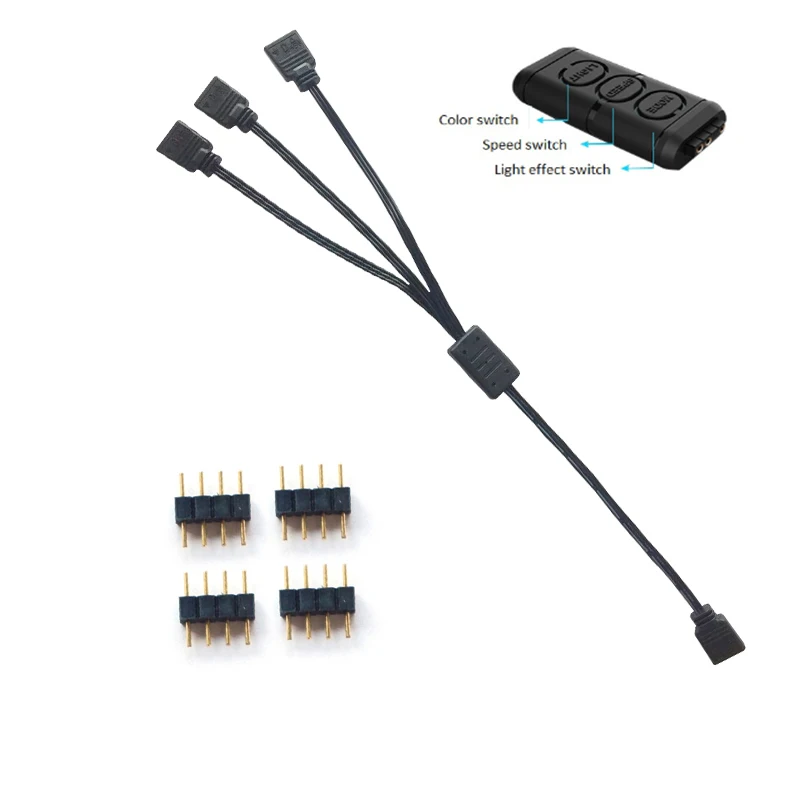 Pccooler 4PIN 3PIN RGB вентилятор светильник бар Контроллер содержит 1 до 3 расширенная линия для охлаждения процессора компьютер чехол RGB вентилятор адаптер - Цвет: RGB 12V 4PIN