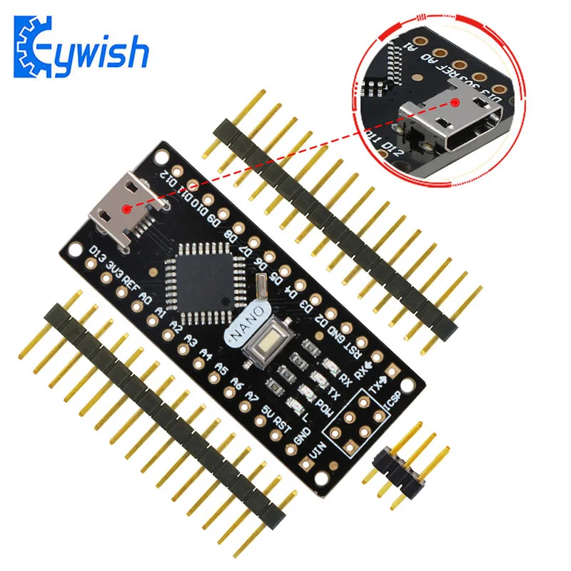 Для Arduino Nano V3.0 Keywish Micro USB ATmega328P 5V 16M CH340 материнская плата|Интегральные схемы| |