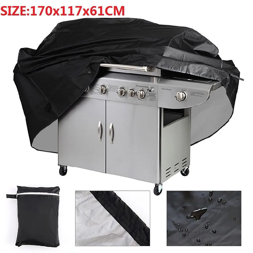 A Large BBQ Cover Heavy Duty Waterproof Rain Snow Barbeque Grill Protector 61*117*170cm Black Dustproof Sun Block #5S07 | Спорт и