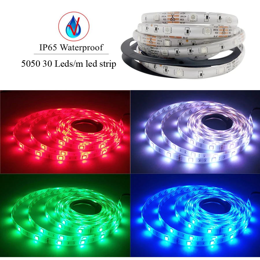 LPILY SMD 5050 RGB Светодиодные ленты свет 5 м 30 светодиодный s/М DC 12 В лента диода гибкая