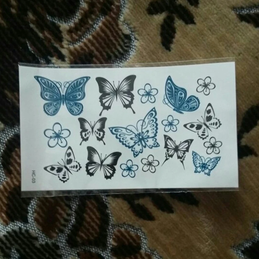 100 шт./лот цветные бабочки дизайн поддельные татуировки водонепроницаемый