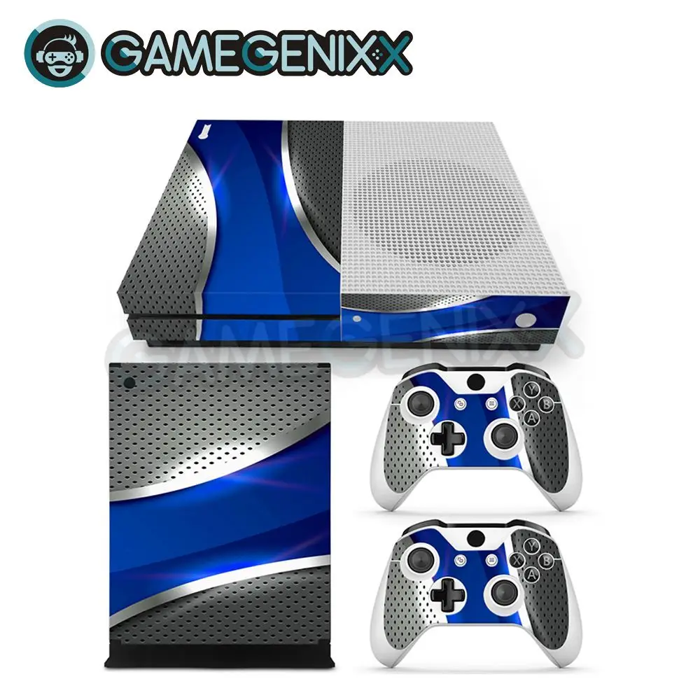 Виниловая наклейка на кожу GAMEGENIXX для Xbox One Slim Console и 2 контроллера синий