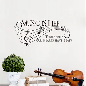 Music Is Life.. That's Why Our Hearts Have Beats - Vinyl Wall Decal Sticker Music Musical Wall Art Decoration