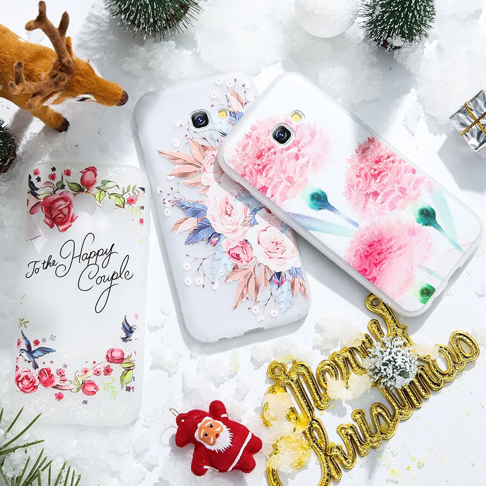 KISSCASE чехол для samsung Galaxy S8 S9 плюс S7 Ed 3D с рельефным цветочным орнаментом мягкий A3 A5 A7