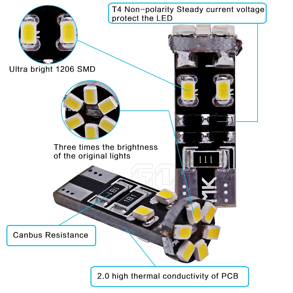 100 шт./лот T10 led canbus Свет w5w 10smd 1206 LED Предупреждение canceller индикатор Лампа Авто зазор