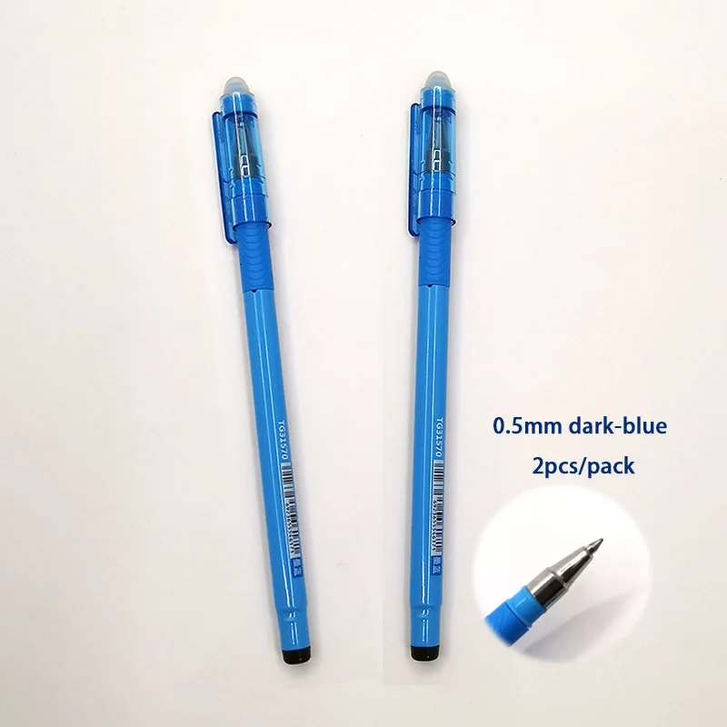 0.5mm darkblue 2pc Стираемая гелевая ручка 0,5 мм 0,35 мм ручка поставки шариковые ручки гладкие линии до конца страницы Волшебная нейтральная ручка для письма - Цвет: 0.5mm darkblue 2pc