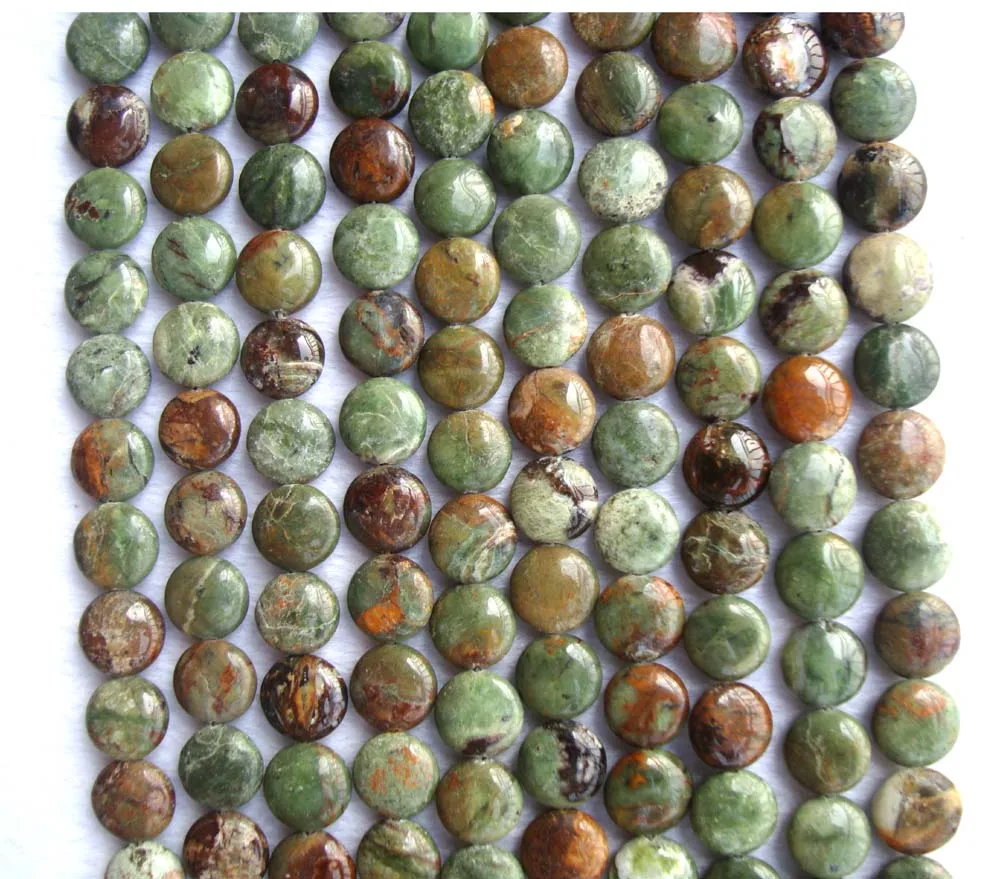 Плоская монета с Африканским зеленым опалом/круглые бусины россыпью для